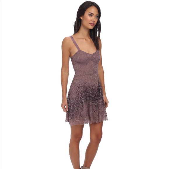 Free People Dresses & Skirts - Elegant Purple Flocked Velvet Lace Fit & Flare Dress | Free People